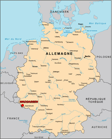 carte de l'Allemagne avec emplacment de Wadgassen